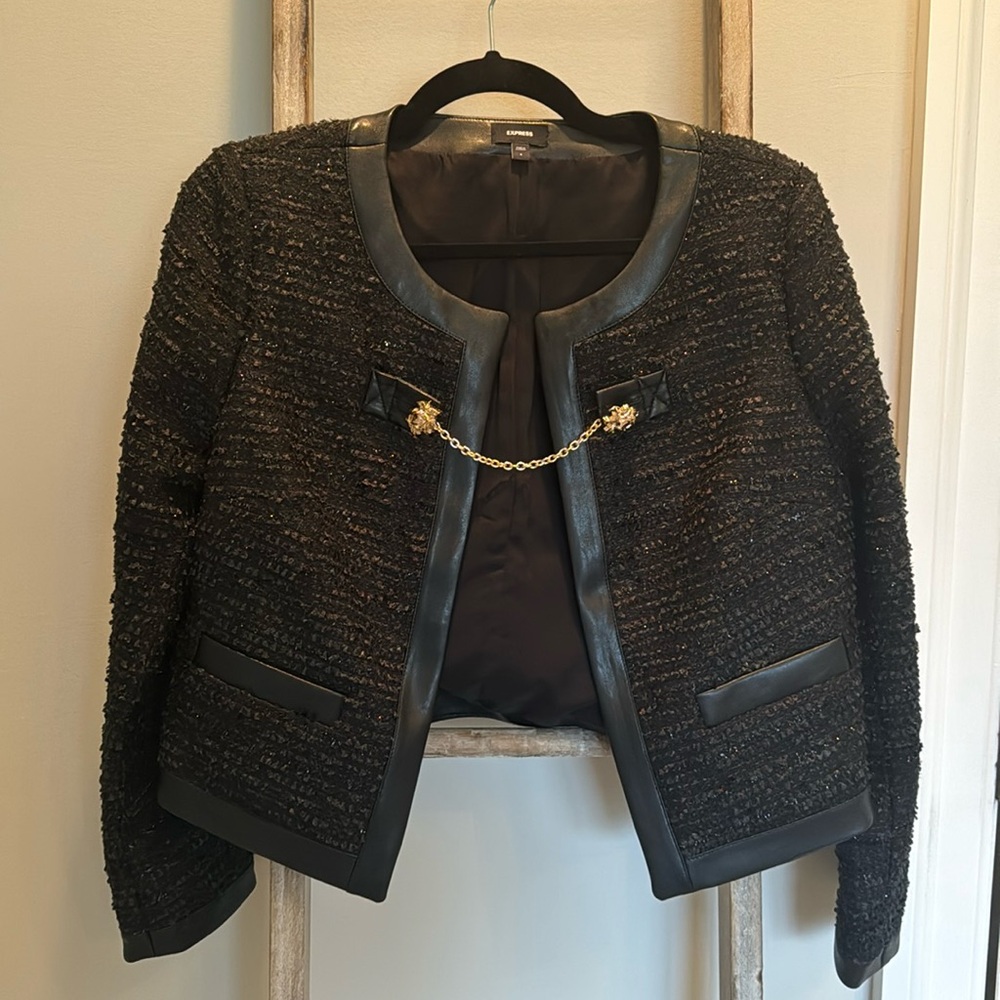 Express Cropped Black Jacket Small NWOT